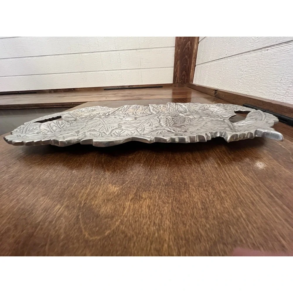 Williams Sonoma Home Goods Acorns & Leaves Fall Tray Cast Aluminum  Pewter